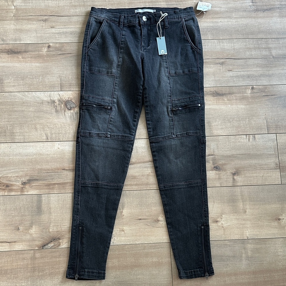 4/$25 NWT Tractr Girls Skinny Zip Ankle Jeans Charcoal/Black Denim Pants Sz 14